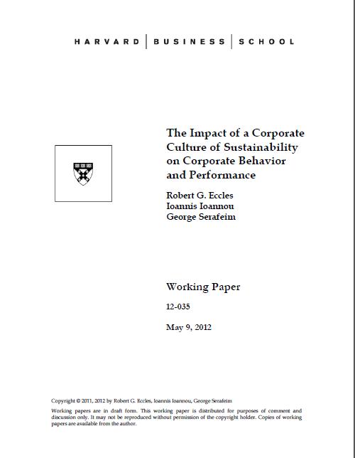 The Impact of a Corporate Culture of Sustainability on Corporate Behavior and Performance
