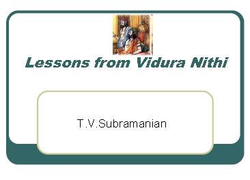 Lessons from Vidura Nithi