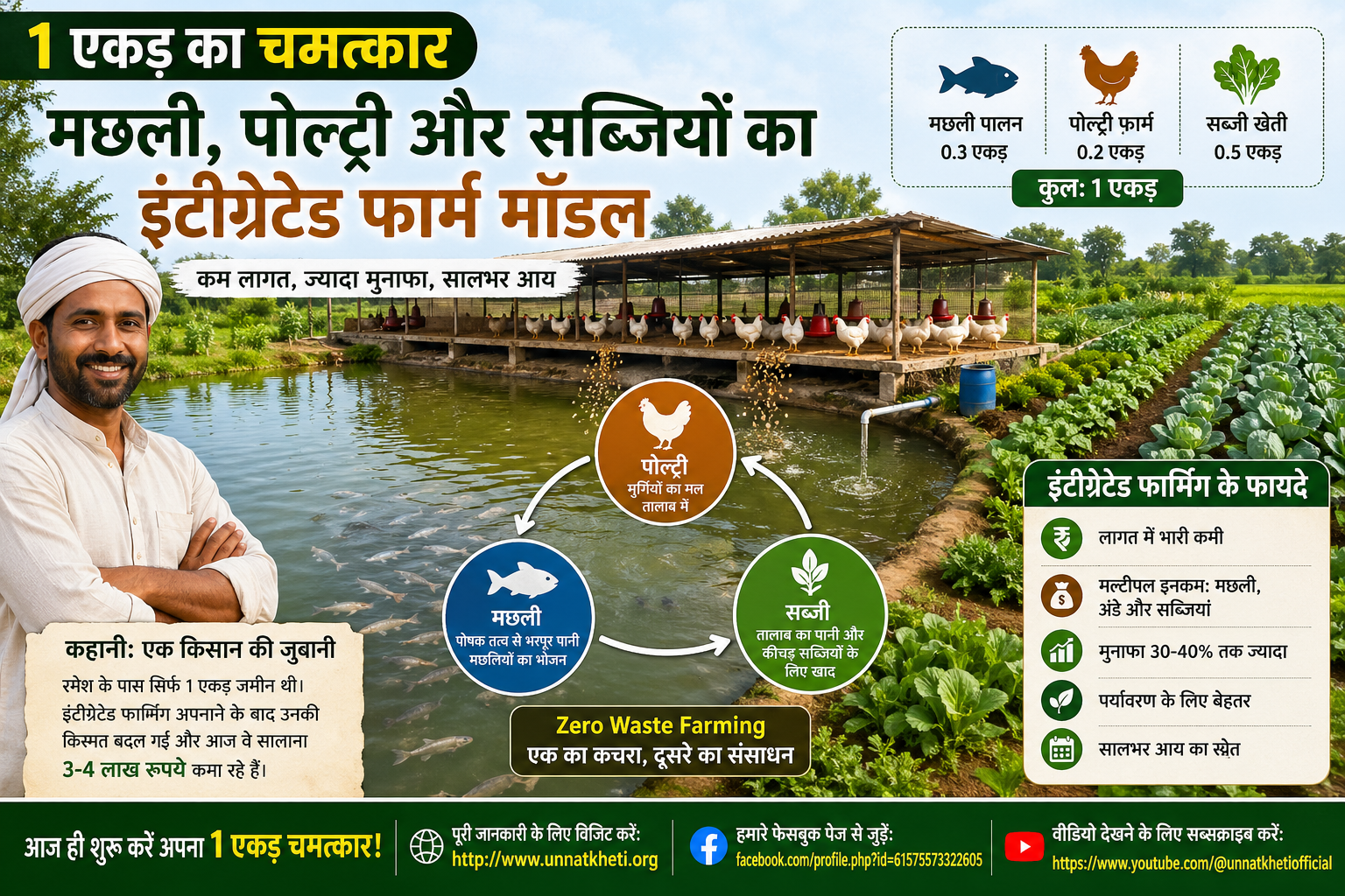 1 एकड़ का चमत्कार: मछली, पोल्ट्री और सब्जियों का इंटीग्रेटेड फार्म – सफलता की प्रेरणादायक कहानी