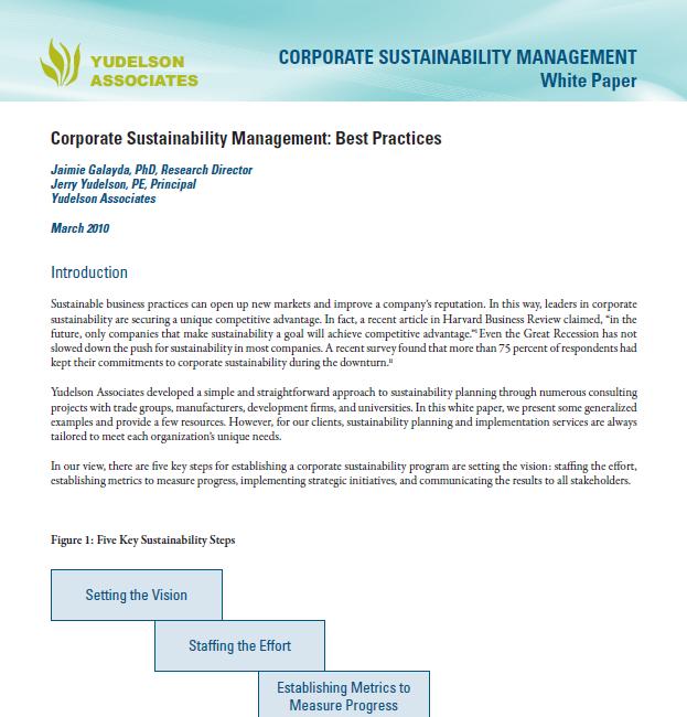 CORPORATE SUSTAINABILITY MANAGEMENT