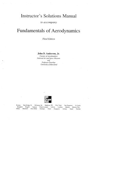 Solution Manual Fundamentals of Airodynamics
